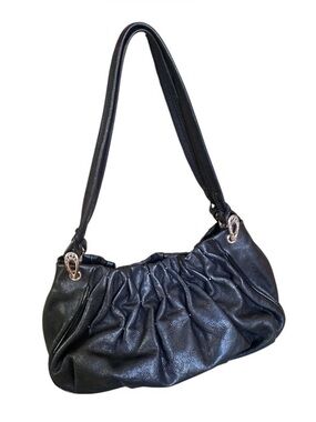 Brighton Shana Black Leather Shoulder Bag Ruched Hobo Large Purse